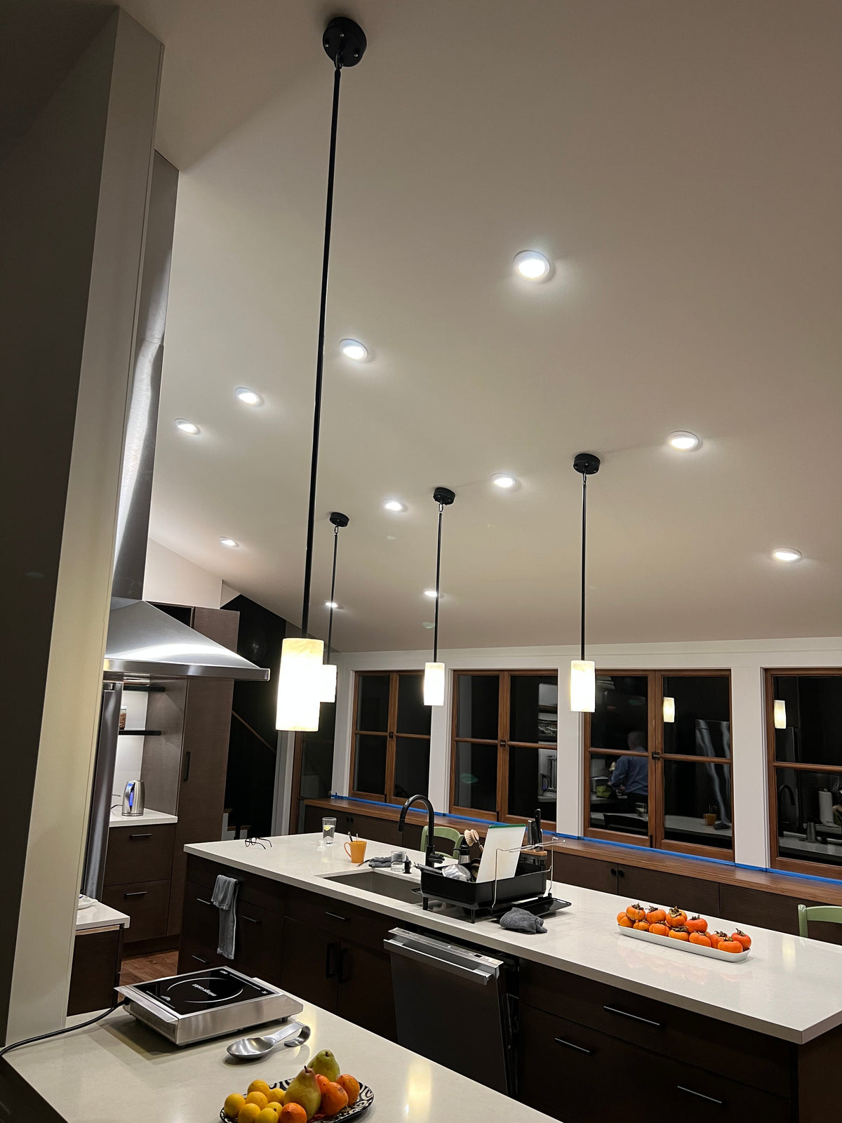 Alabaster Cylinder Pendant Lamp Modern with Natural Stone Shade and Adjustable Height