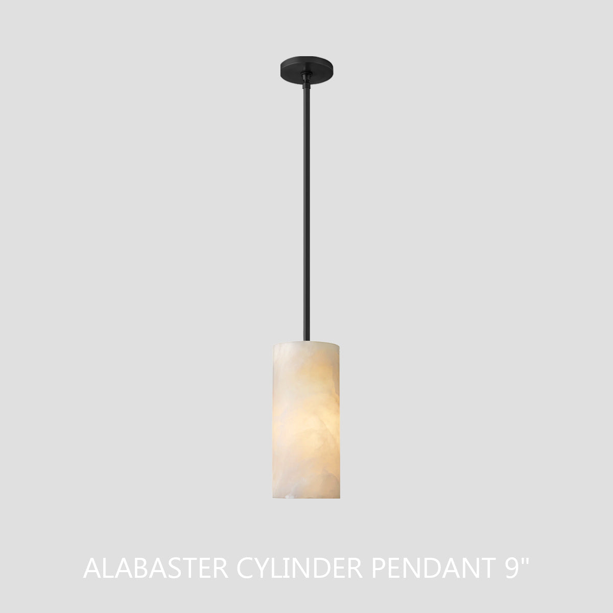 Alabaster Cylinder Pendant Lamp Modern with Natural Stone Shade and Adjustable Height