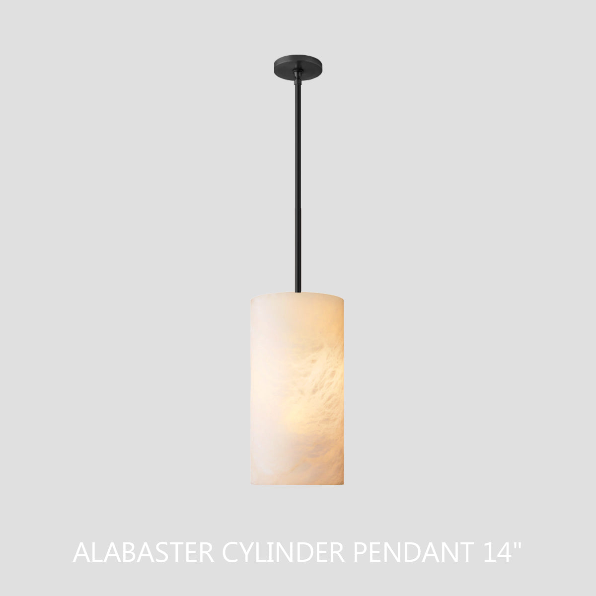 Alabaster Cylinder Pendant Lamp Modern with Natural Stone Shade and Adjustable Height