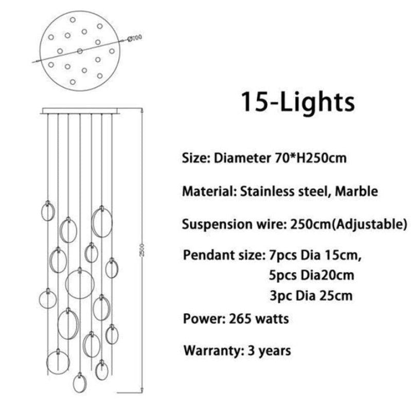 Alabaster Staircase Chandelier Modern Multi-Light Pendant with Adjustable Height