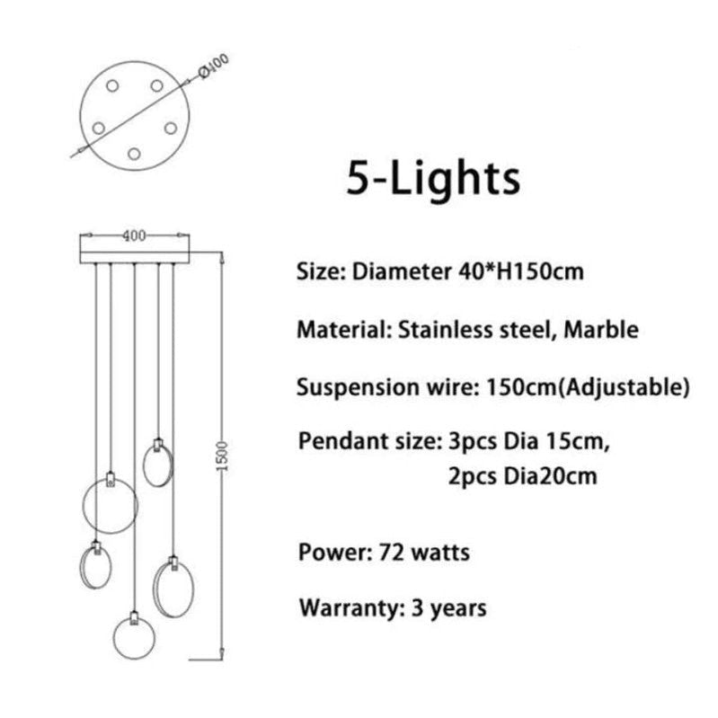 Alabaster Staircase Chandelier Modern Multi-Light Pendant with Adjustable Height