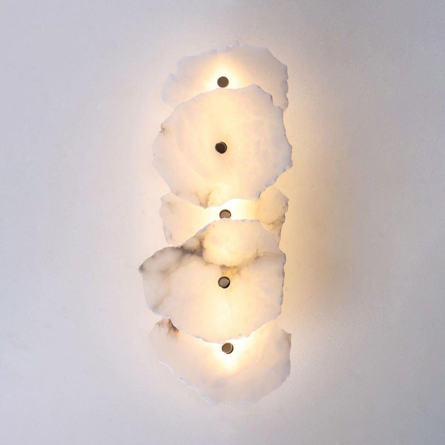 Alabaster Wall Lamp Art Deco with Stacked Flower Panels and Warm LED Light