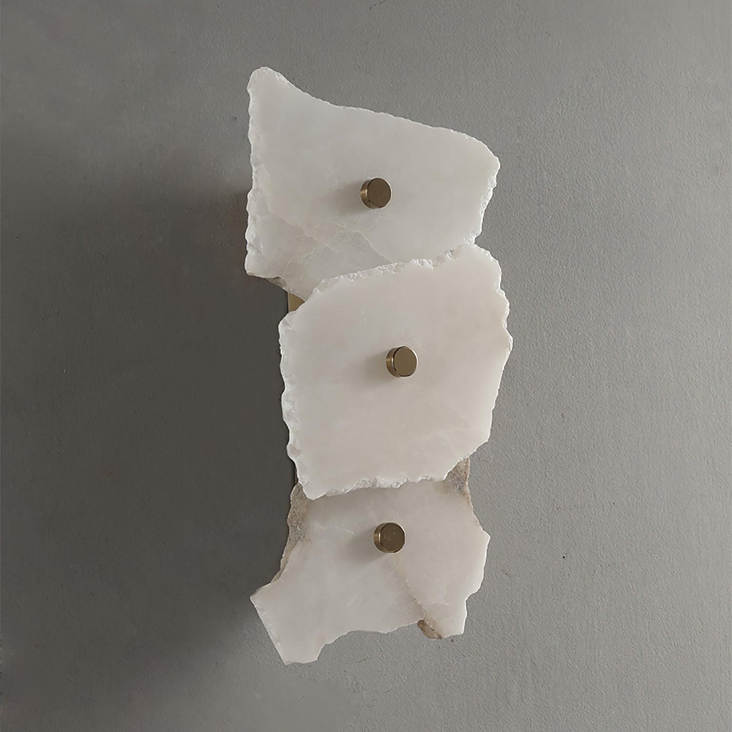Alabaster Wall Lamp Art Deco with Stacked Flower Panels and Warm LED Light