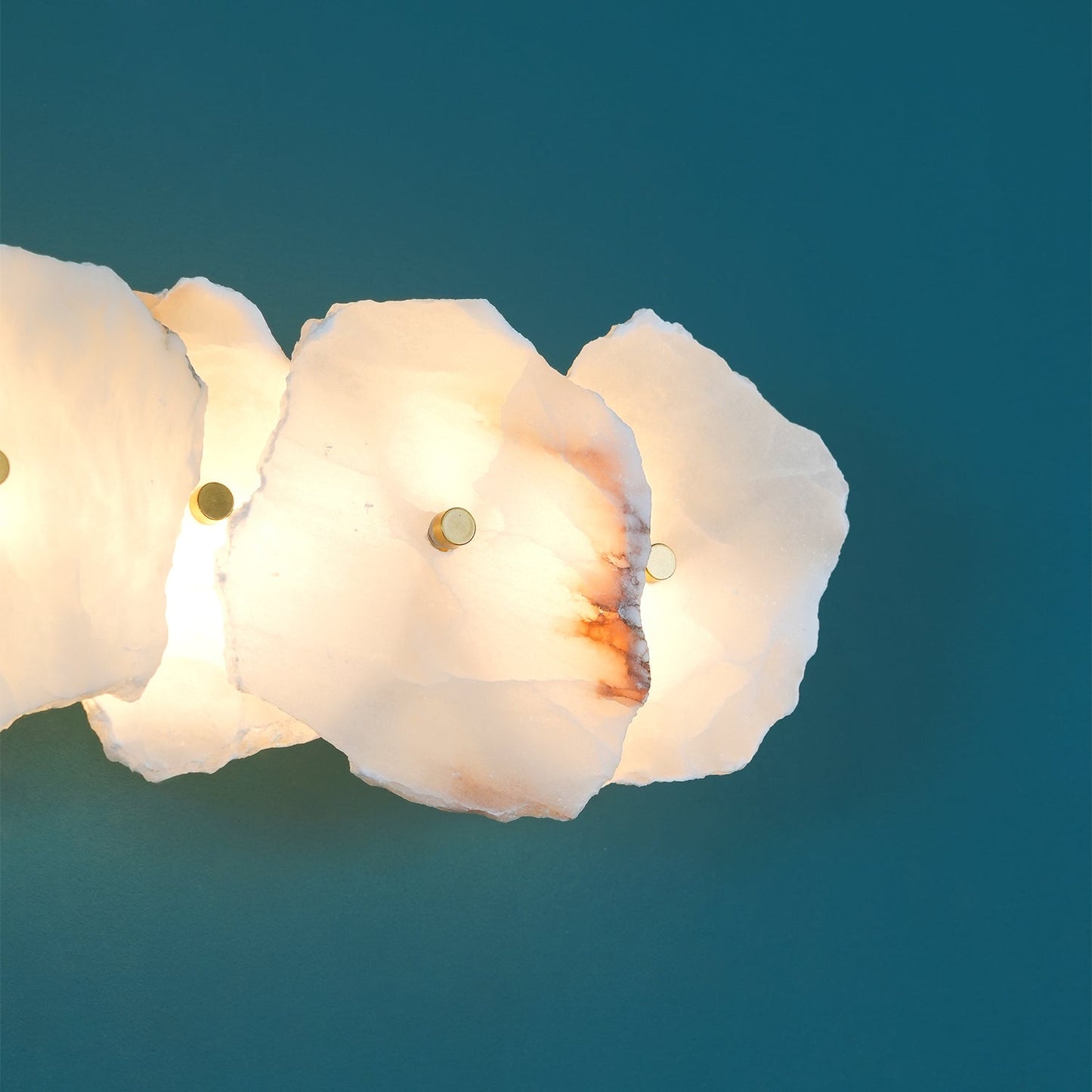Alabaster Wall Lamp Art Deco with Stacked Flower Panels and Warm LED Light