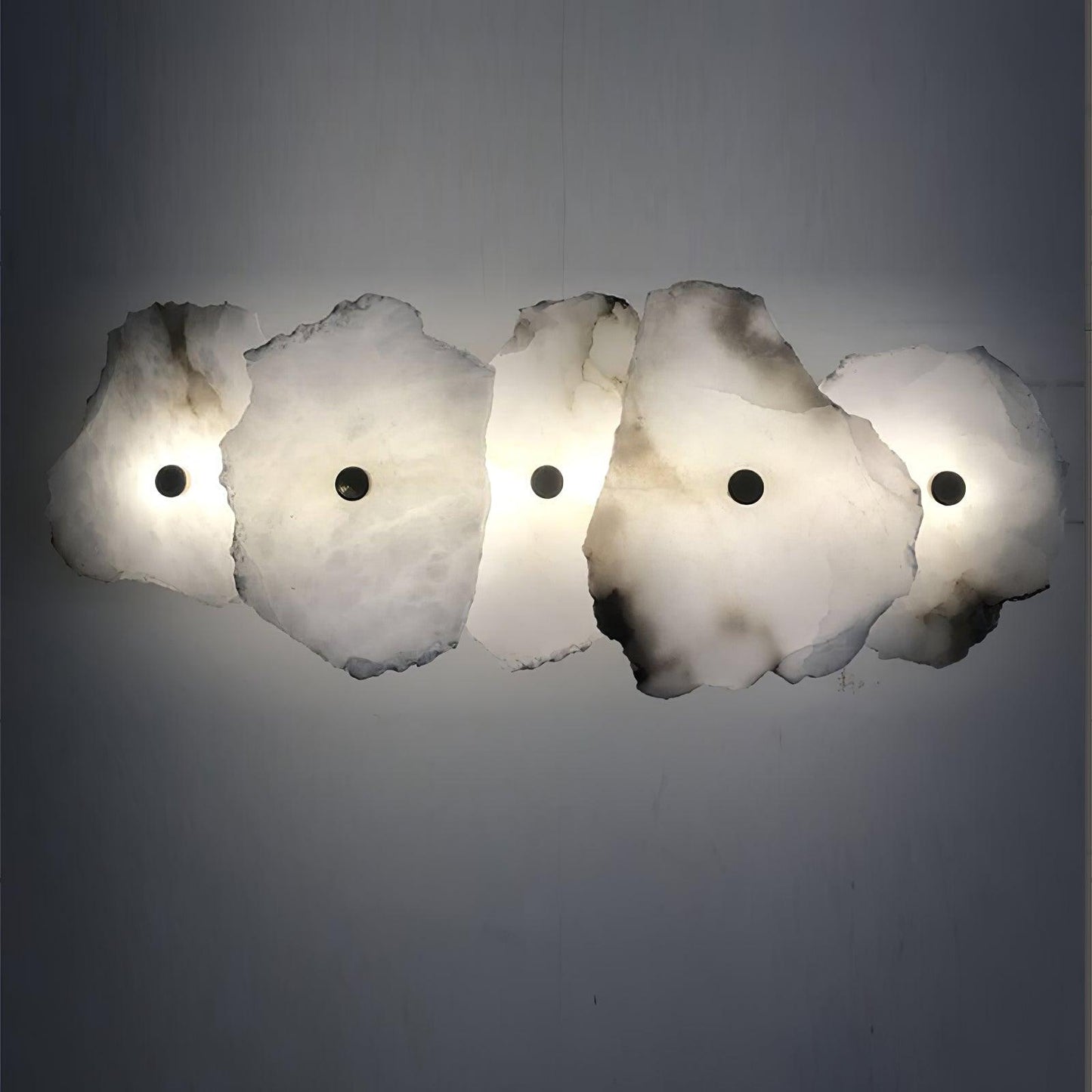 Alabaster Wall Lamp Art Deco with Stacked Flower Panels and Warm LED Light