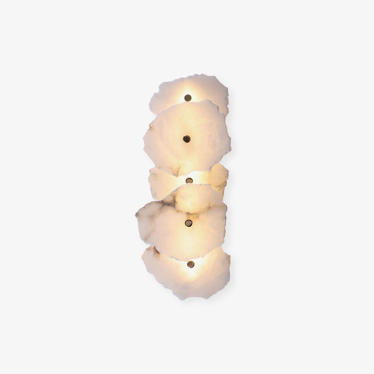 Alabaster Wall Lamp Art Deco with Stacked Flower Panels and Warm LED Light