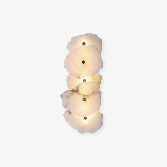 Alabaster Wall Lamp Art Deco with Stacked Flower Panels and Warm LED Light