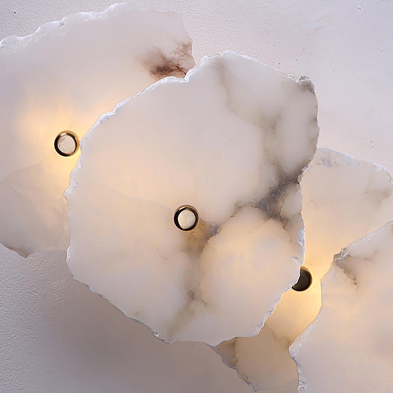 Alabaster Wall Lamp Art Deco with Stacked Flower Panels and Warm LED Light
