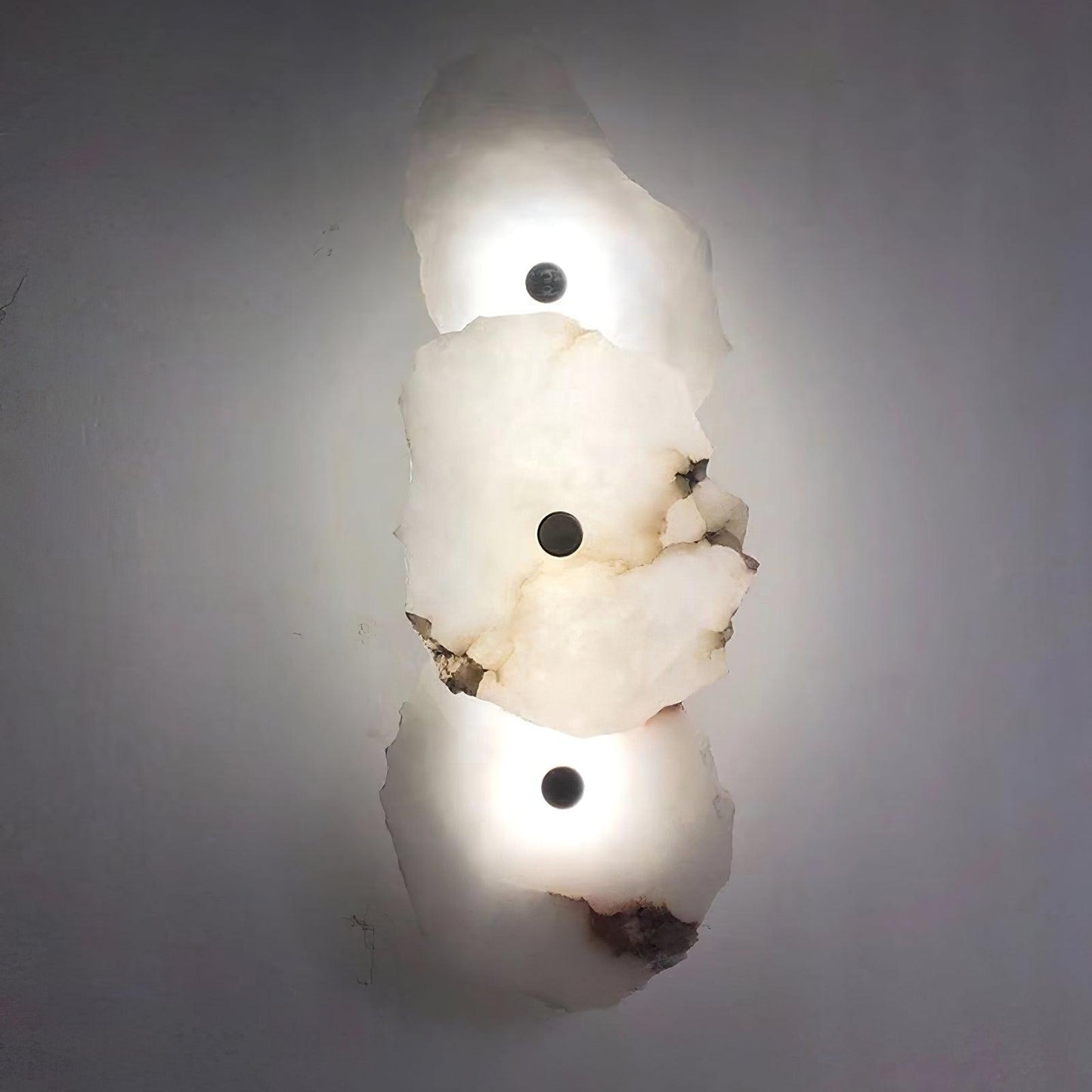 Alabaster Wall Lamp Art Deco with Stacked Flower Panels and Warm LED Light