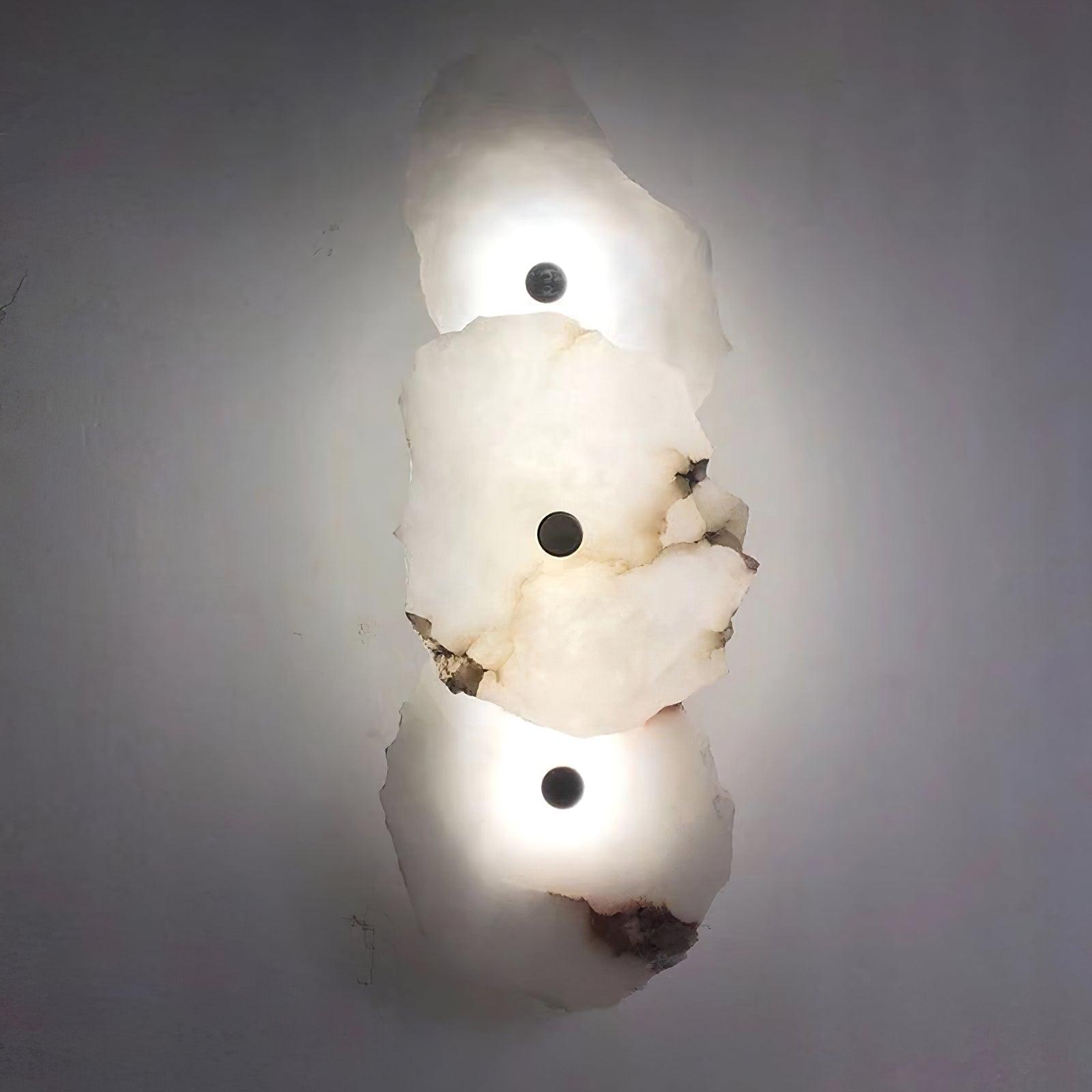 Alabaster Wall Lamp Art Deco with Stacked Flower Panels and Warm LED Light