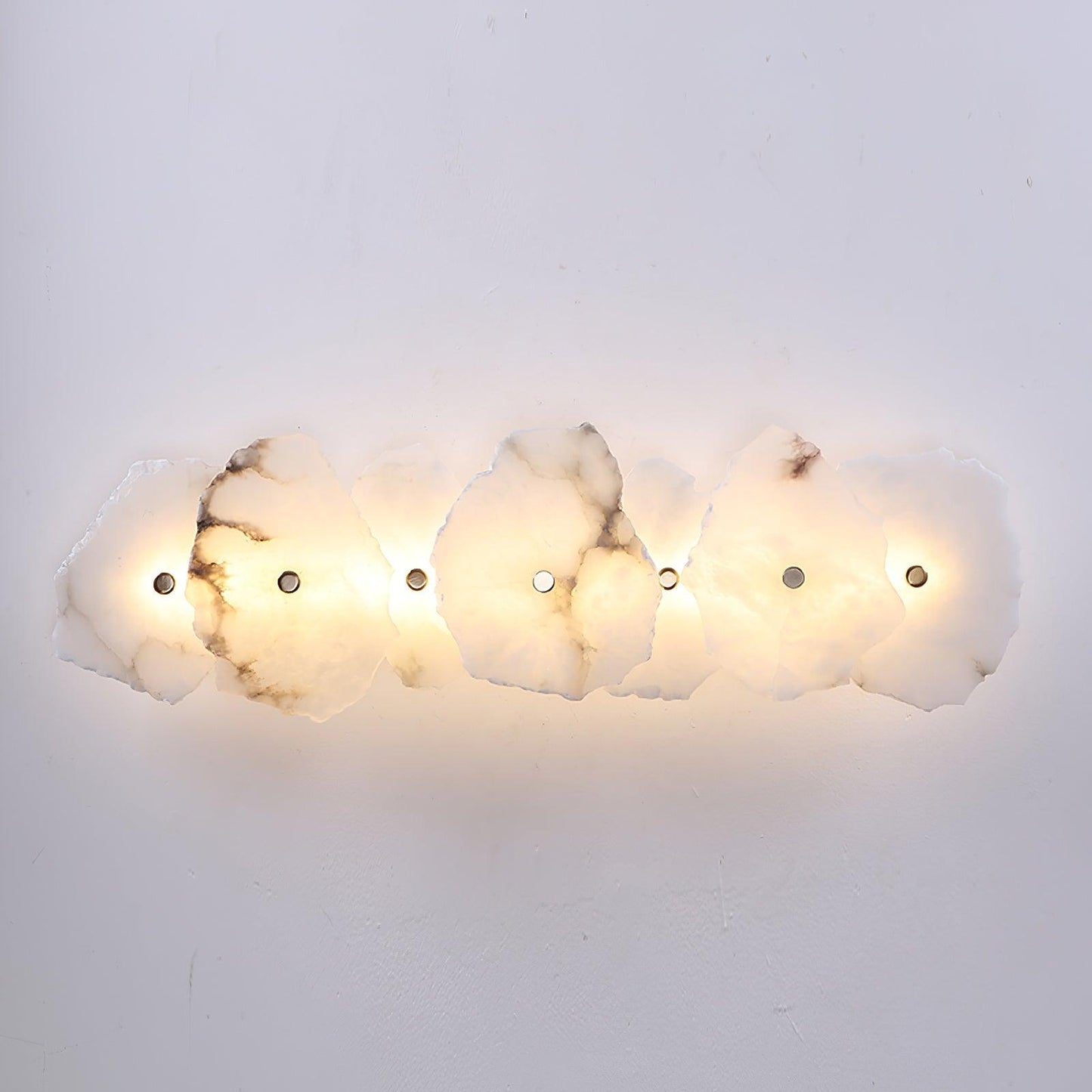 Alabaster Wall Lamp Art Deco with Stacked Flower Panels and Warm LED Light