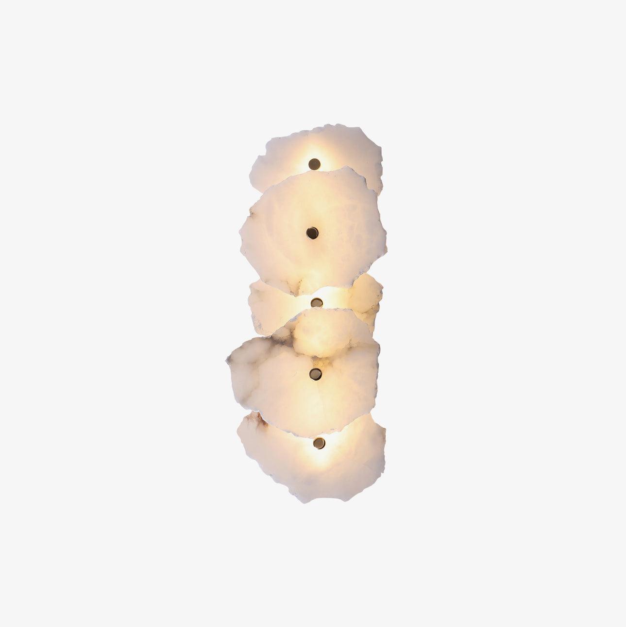 Alabaster Wall Lamp Art Deco with Stacked Flower Panels and Warm LED Light