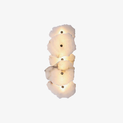 Alabaster Wall Lamp Art Deco with Stacked Flower Panels and Warm LED Light