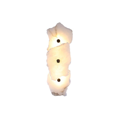 Alabaster Wall Lamp Art Deco with Stacked Flower Panels and Warm LED Light