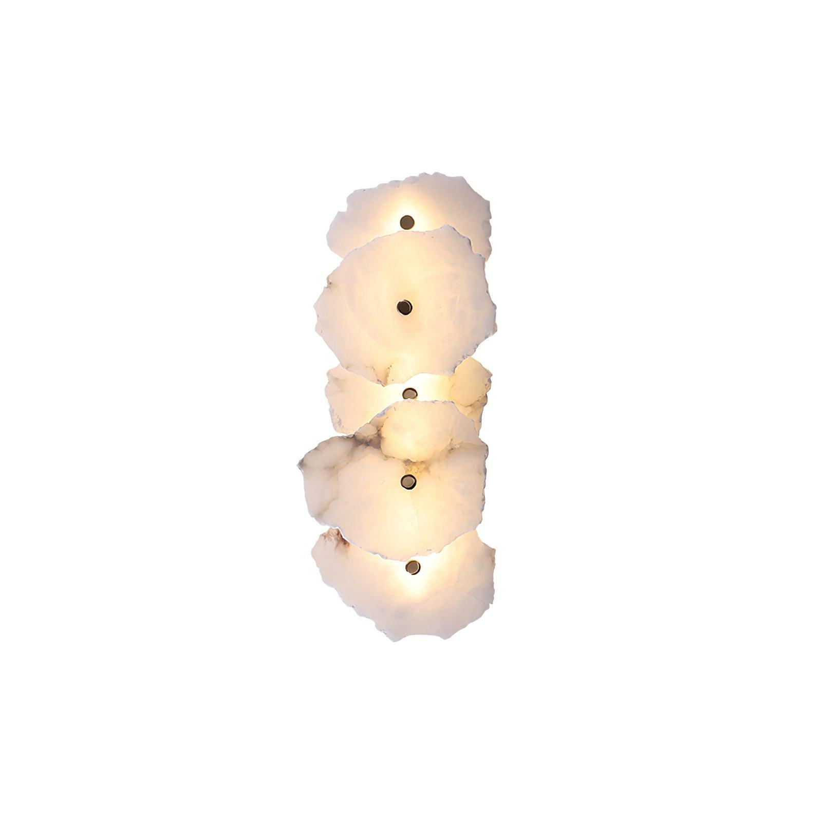 Alabaster Wall Lamp Art Deco with Stacked Flower Panels and Warm LED Light