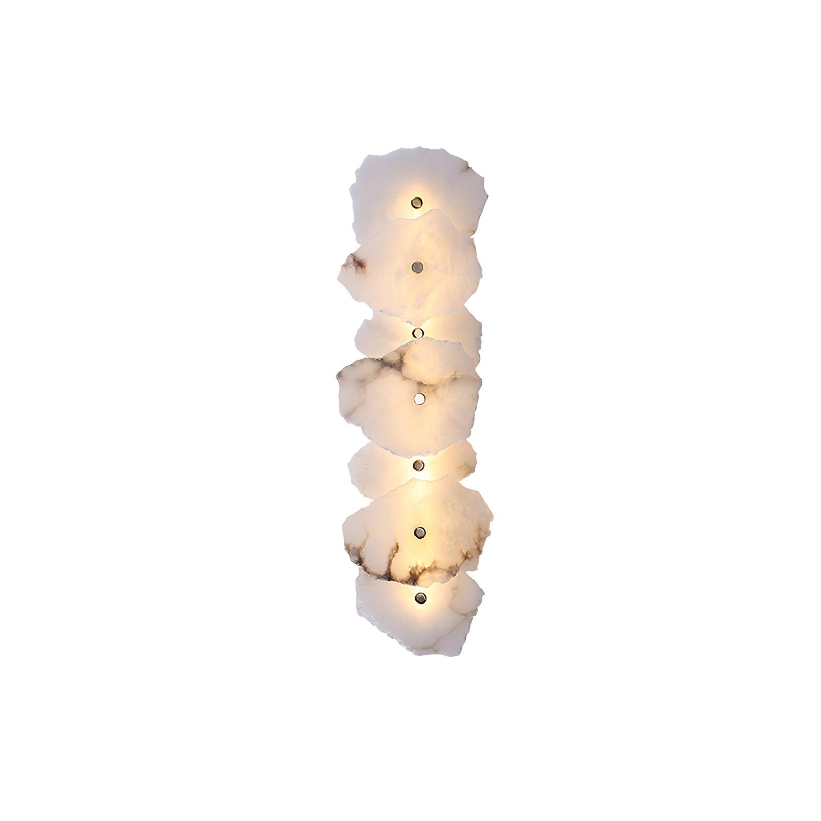 Alabaster Wall Lamp Art Deco with Stacked Flower Panels and Warm LED Light
