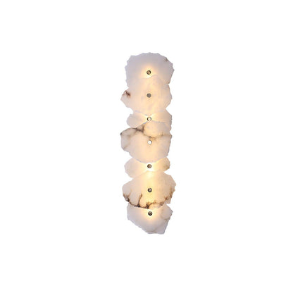 Alabaster Wall Lamp Art Deco with Stacked Flower Panels and Warm LED Light