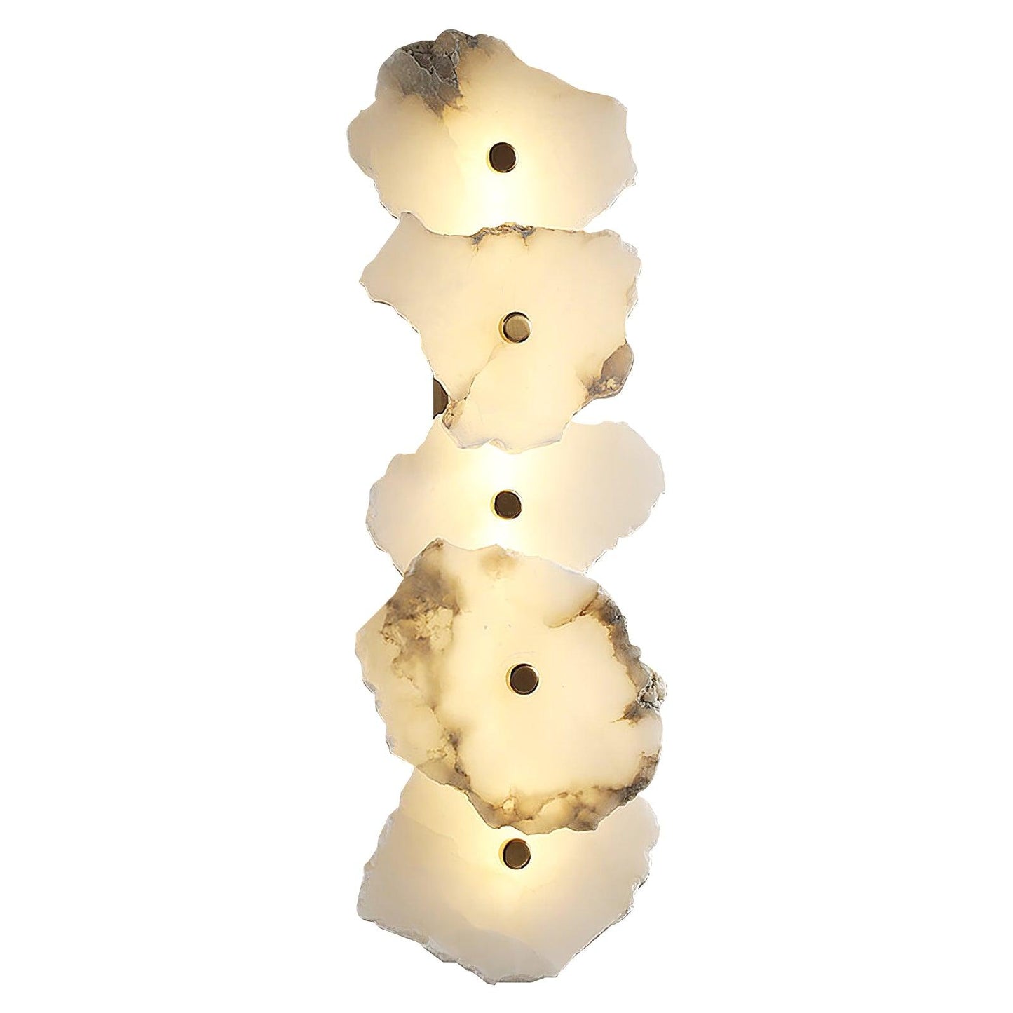 Alabaster Wall Lamp Art Deco with Stacked Flower Panels and Warm LED Light