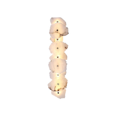 Alabaster Wall Lamp Art Deco with Stacked Flower Panels and Warm LED Light
