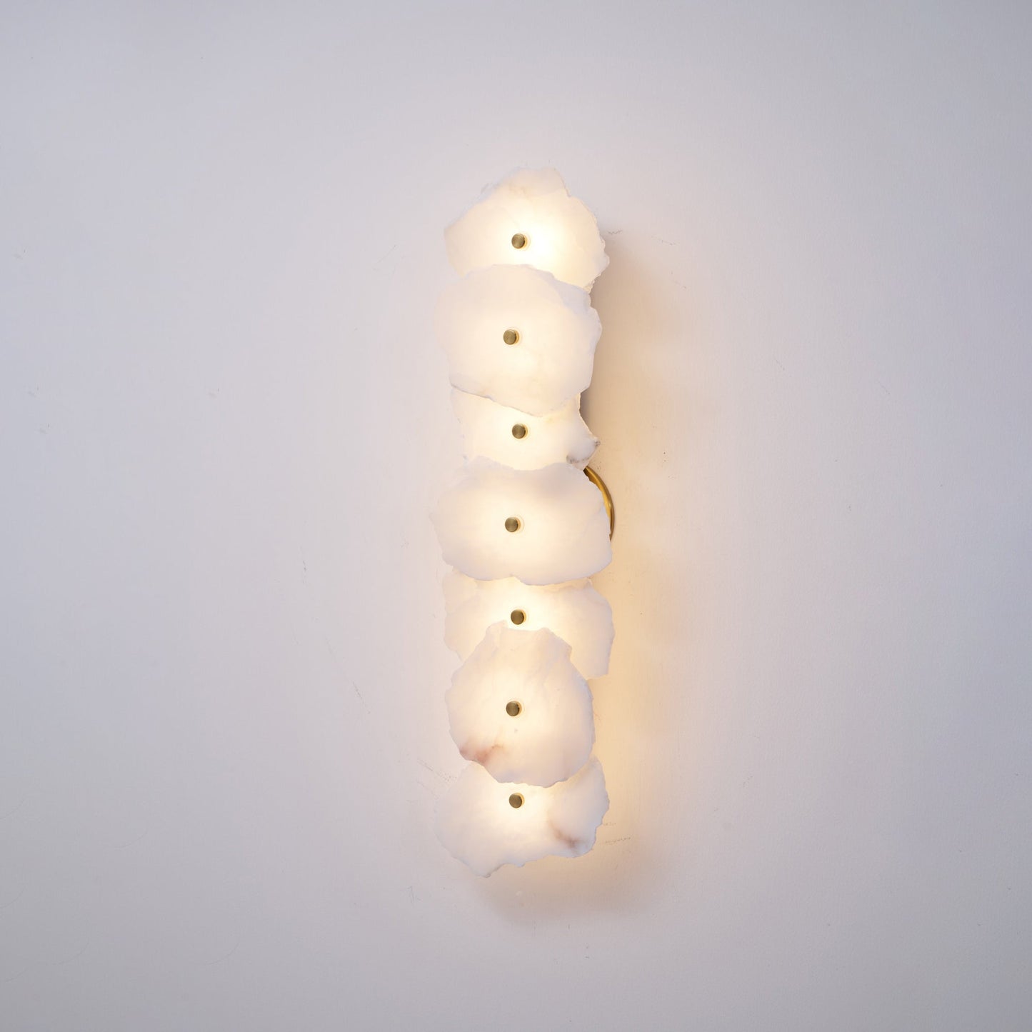 Alabaster Wall Lamp Art Deco with Stacked Flower Panels and Warm LED Light