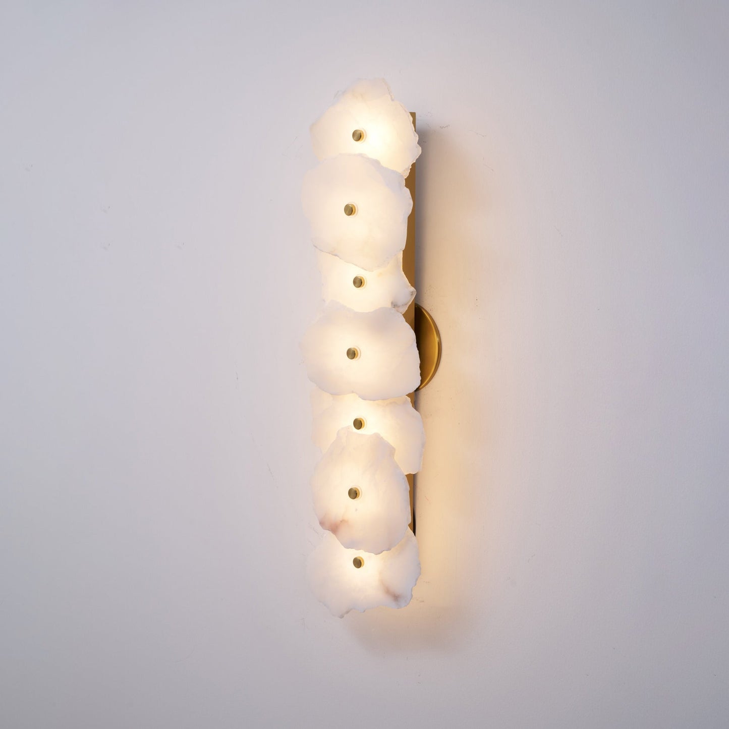 Alabaster Wall Lamp Art Deco with Stacked Flower Panels and Warm LED Light