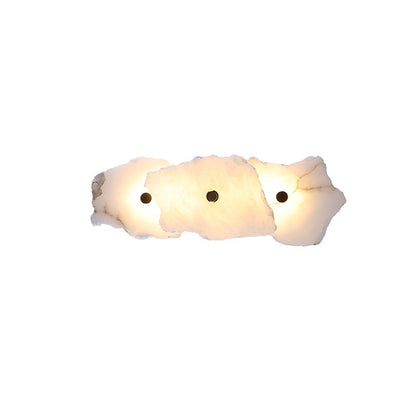 Alabaster Wall Lamp Art Deco with Stacked Flower Panels and Warm LED Light