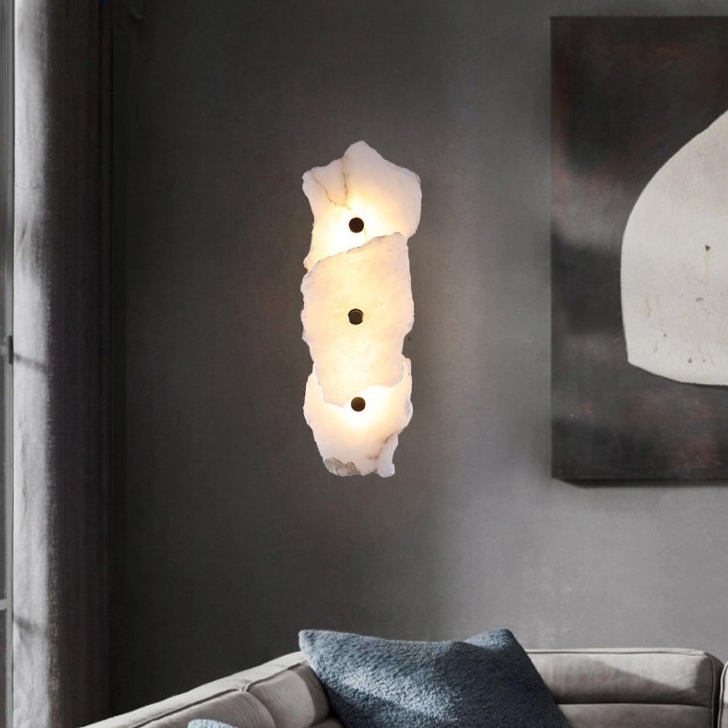 Alabaster Wall Lamp Art Deco with Stacked Flower Panels and Warm LED Light