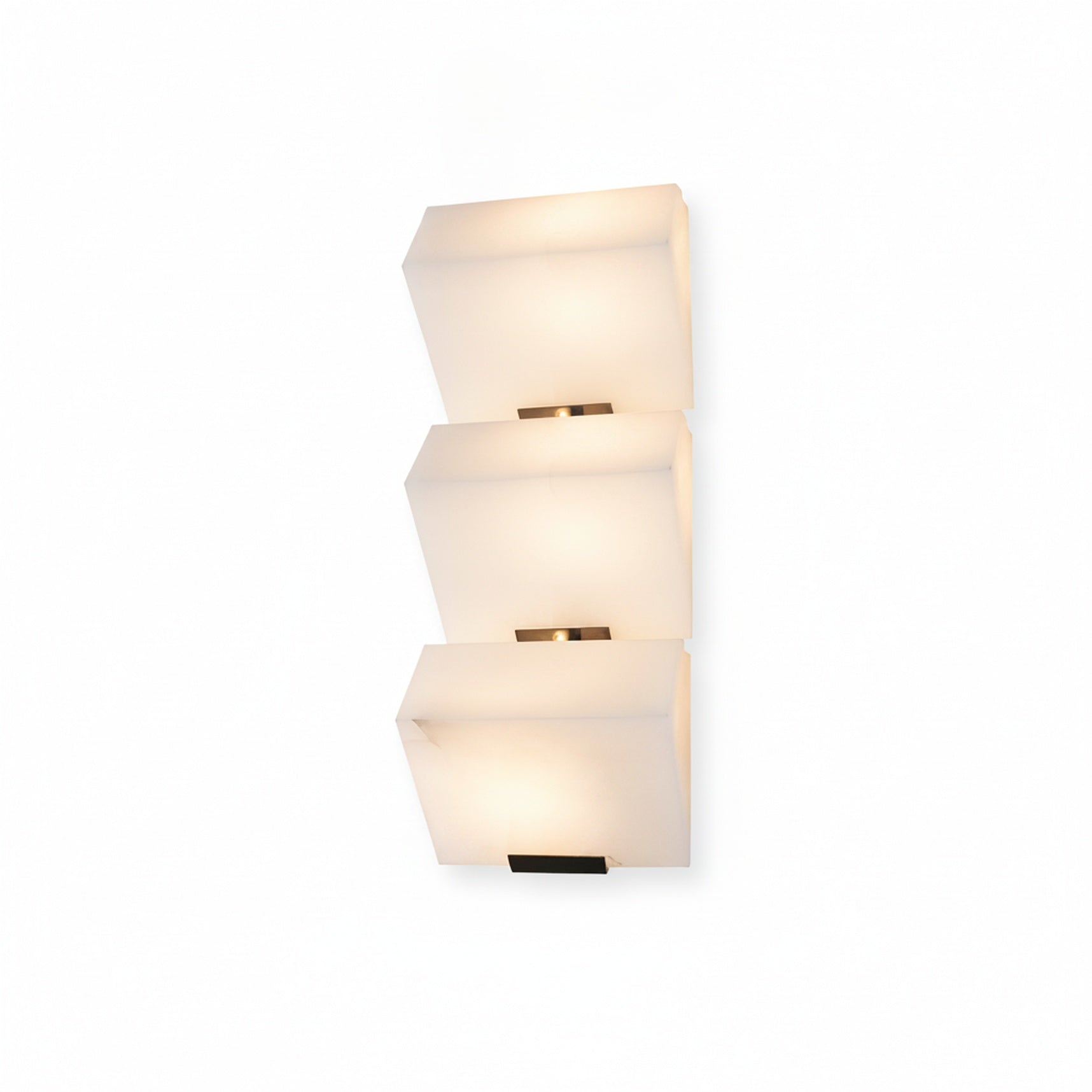 Alabaster Wall Lamp Modern with Stacked Cube Shades and Integrated LED