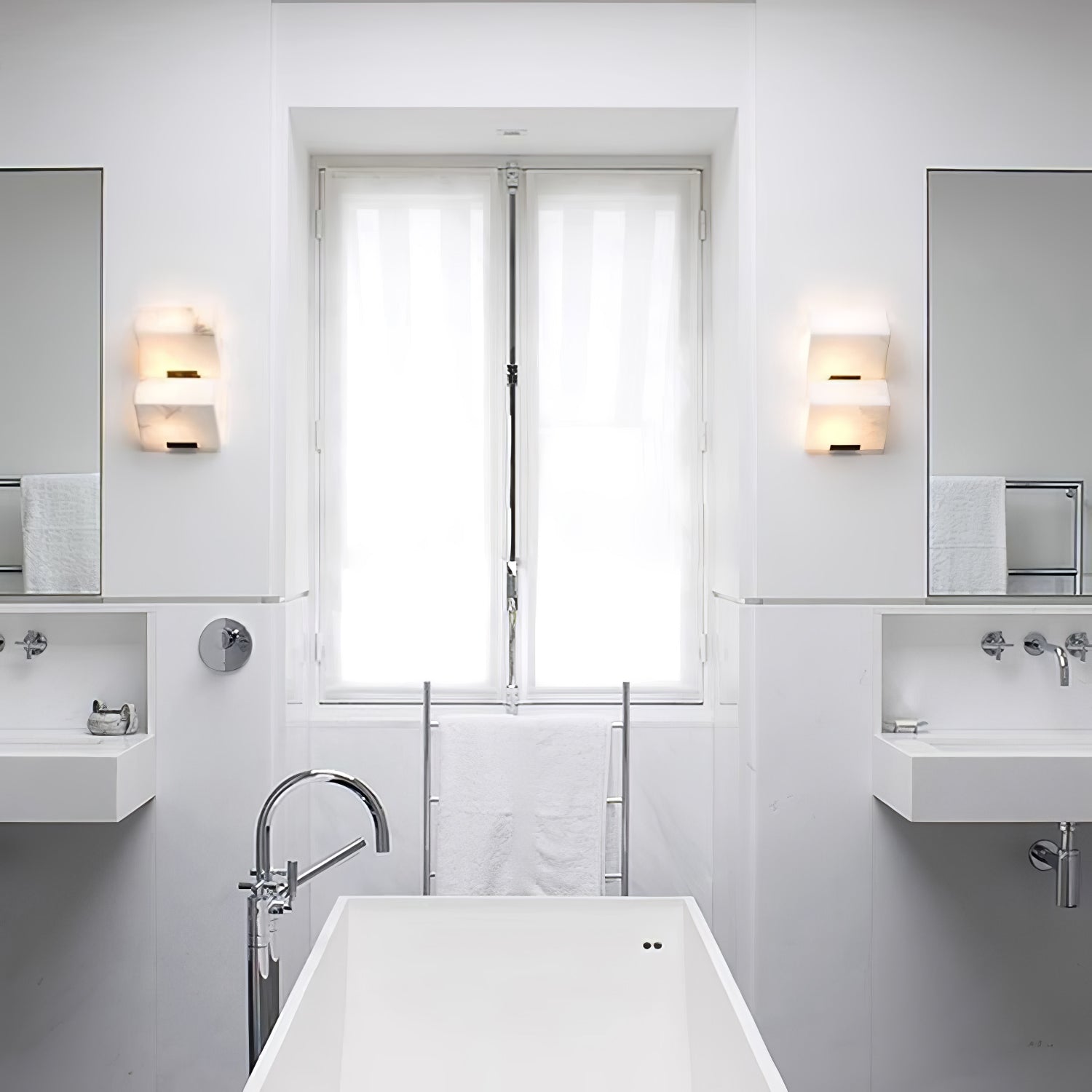 Alabaster Wall Lamp Modern with Stacked Cube Shades and Integrated LED