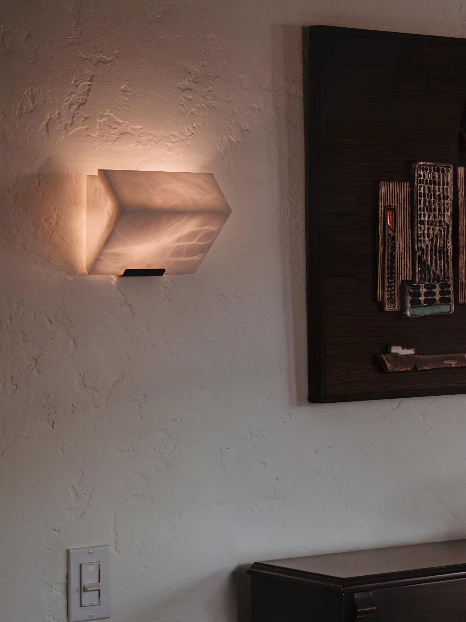 Alabaster Wall Lamp Modern with Stacked Cube Shades and Integrated LED