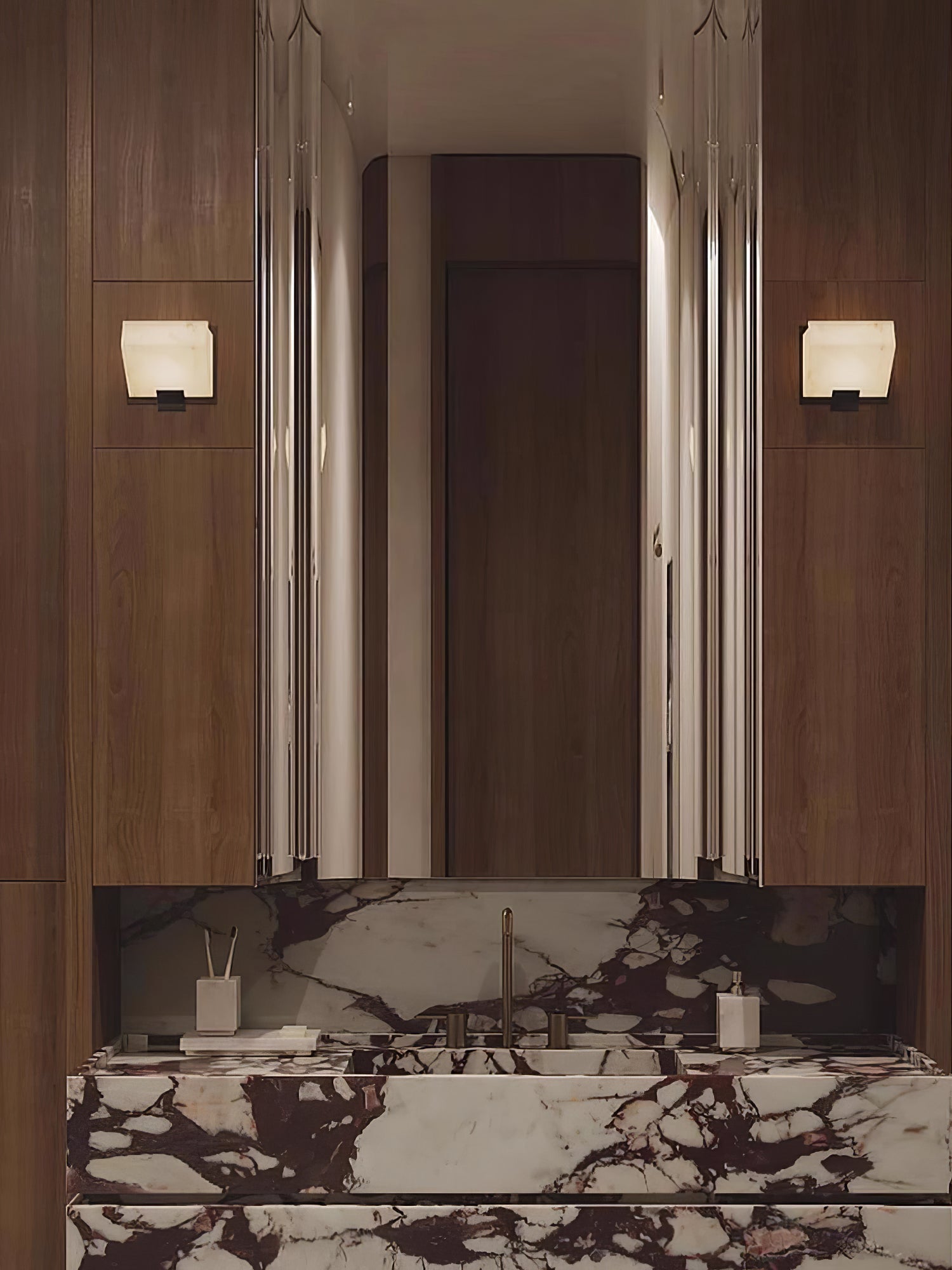 Alabaster Wall Lamp Modern with Stacked Cube Shades and Integrated LED