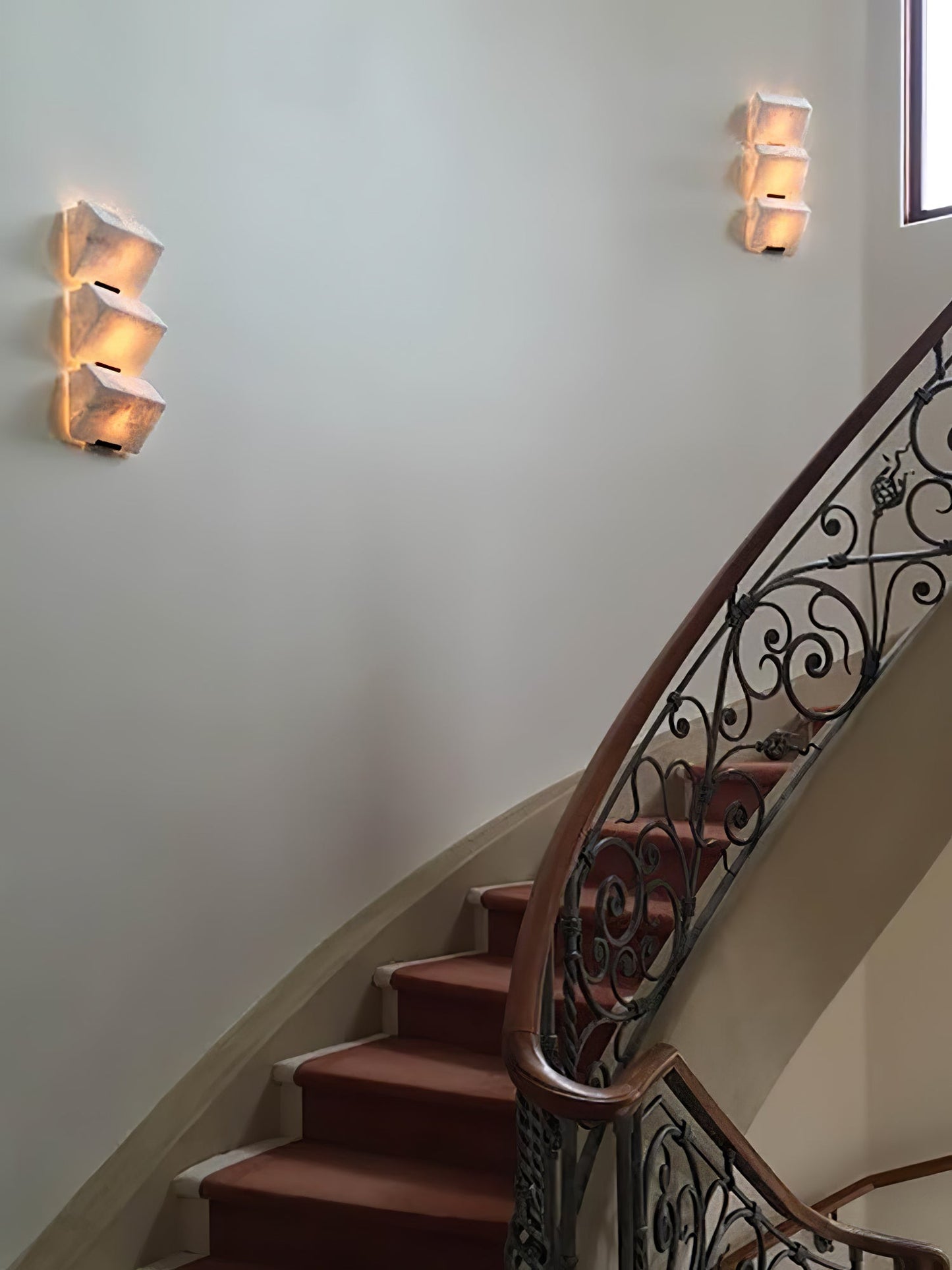 Alabaster Wall Lamp Modern with Stacked Cube Shades and Integrated LED
