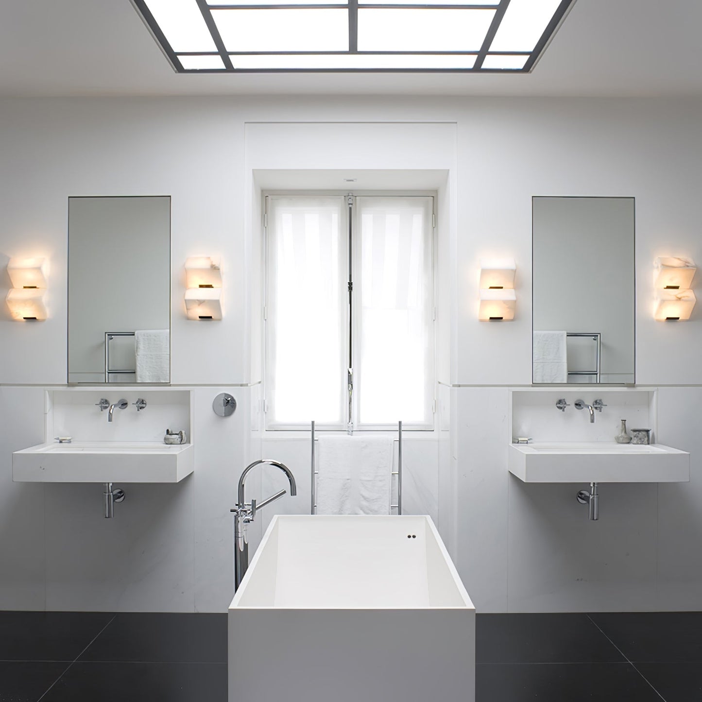 Alabaster Wall Lamp Modern with Stacked Cube Shades and Integrated LED