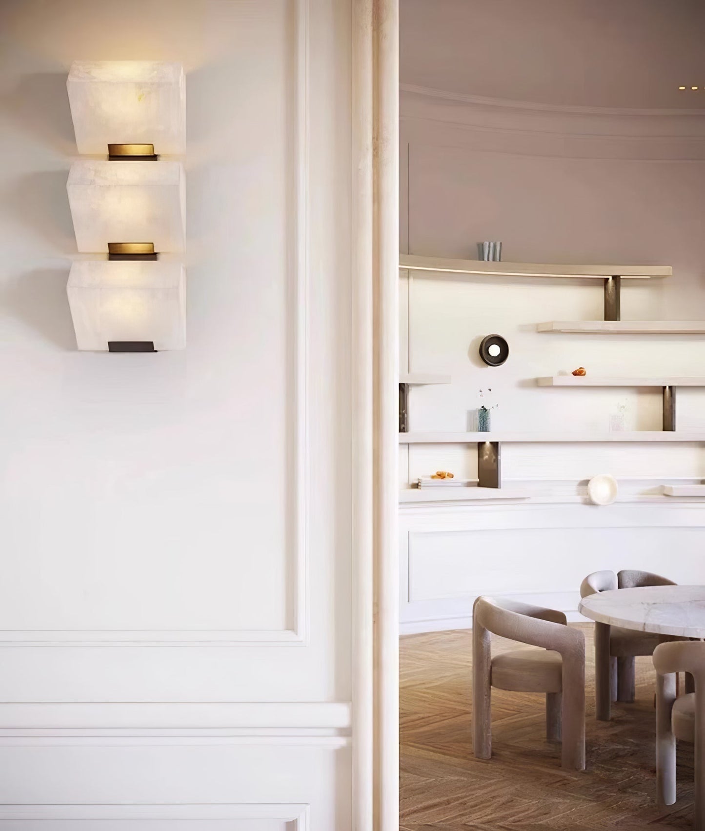 Alabaster Wall Lamp Modern with Stacked Cube Shades and Integrated LED