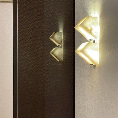Alabaster Wall Lamp Modern with Stacked Cube Shades and Integrated LED
