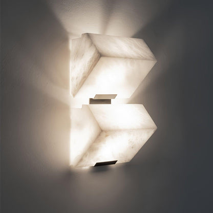 Alabaster Wall Lamp Modern with Stacked Cube Shades and Integrated LED