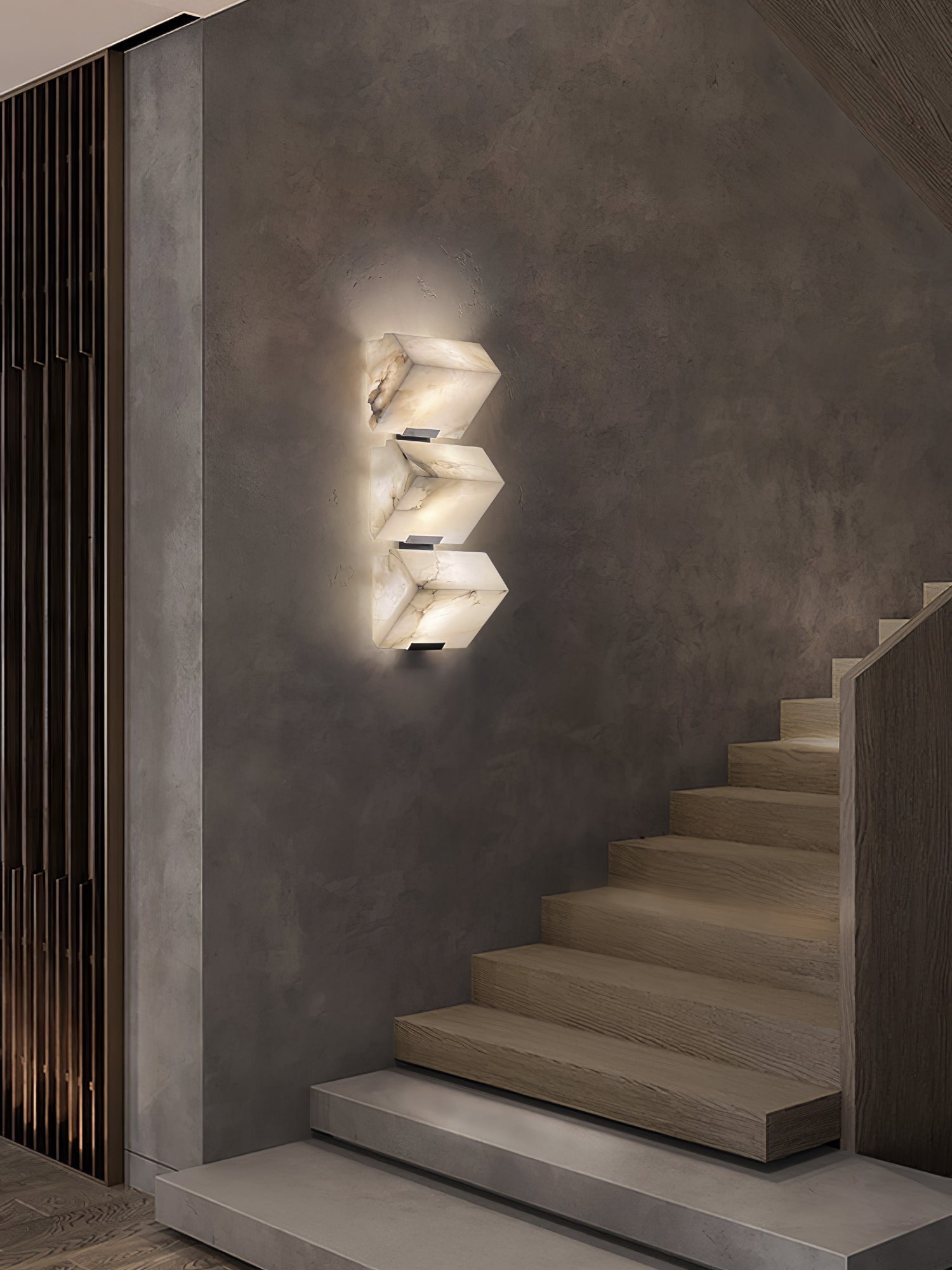 Alabaster Wall Lamp Modern with Stacked Cube Shades and Integrated LED