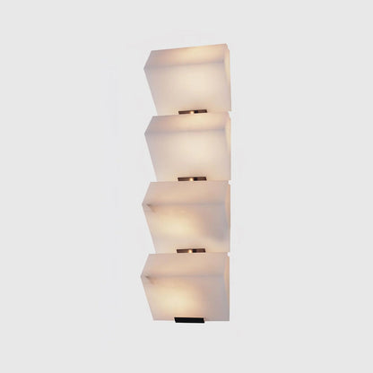Alabaster Wall Lamp Modern with Stacked Cube Shades and Integrated LED