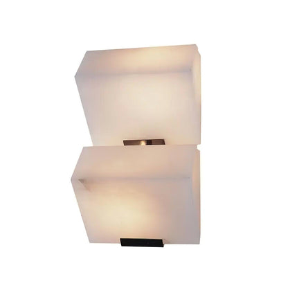 Alabaster Wall Lamp Modern with Stacked Cube Shades and Integrated LED