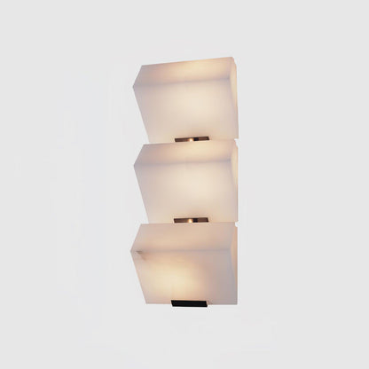 Alabaster Wall Lamp Modern with Stacked Cube Shades and Integrated LED