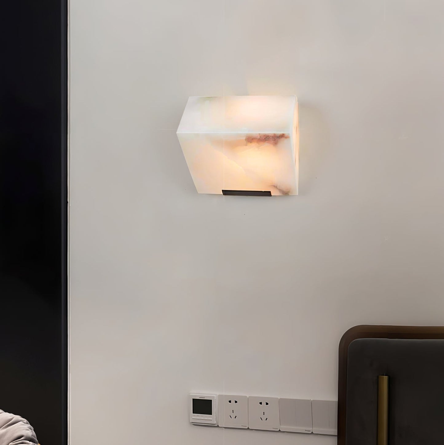 Alabaster Wall Lamp Modern with Stacked Cube Shades and Integrated LED