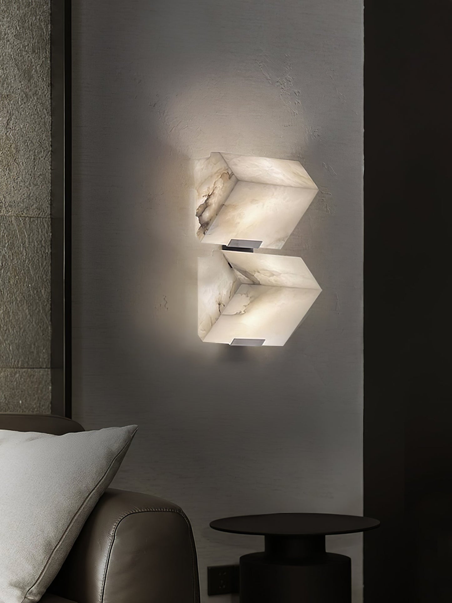 Alabaster Wall Lamp Modern with Stacked Cube Shades and Integrated LED