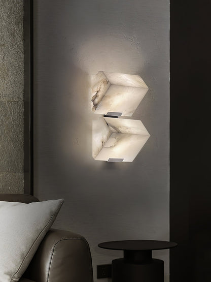 Alabaster Wall Lamp Modern with Stacked Cube Shades and Integrated LED
