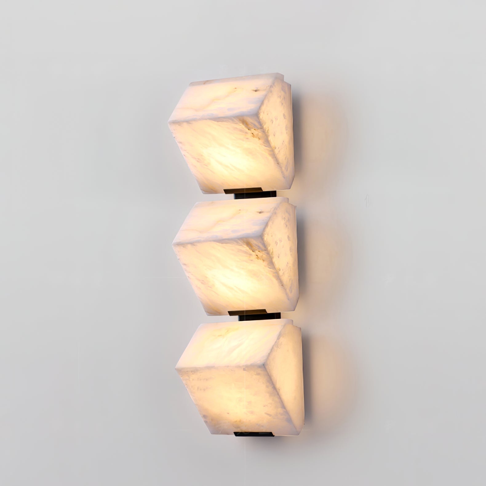 Alabaster Wall Lamp Modern with Stacked Cube Shades and Integrated LED