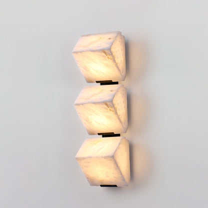 Alabaster Wall Lamp Modern with Stacked Cube Shades and Integrated LED