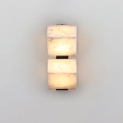 Alabaster Wall Lamp Modern with Stacked Cube Shades and Integrated LED