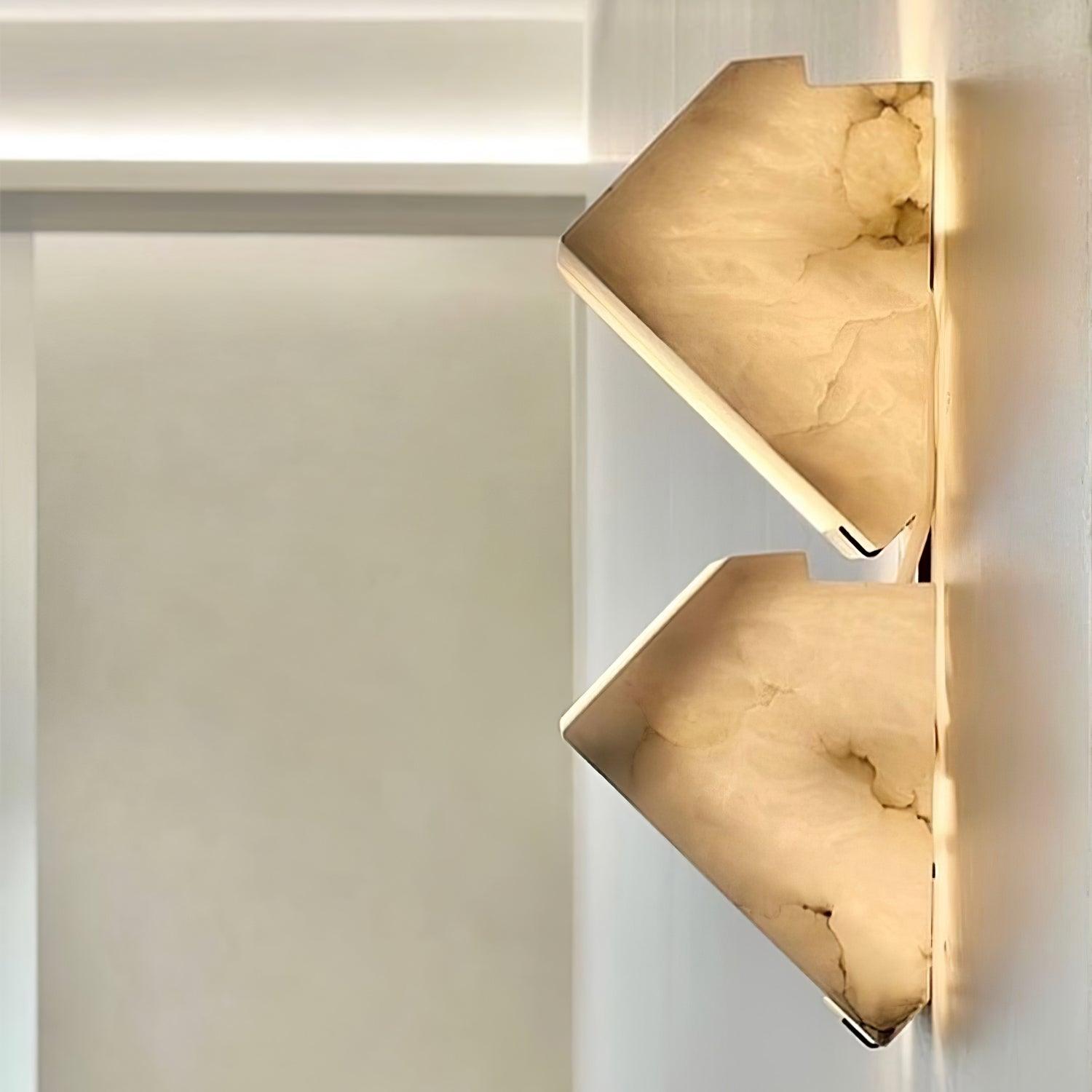 Alabaster Wall Lamp Modern with Stacked Cube Shades and Integrated LED