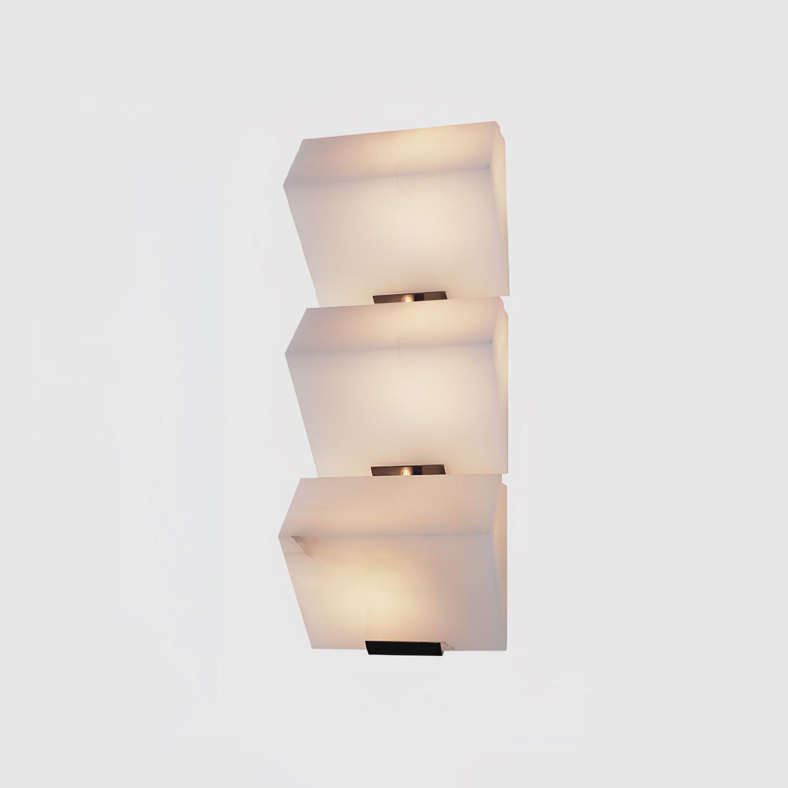 Alabaster Wall Lamp Modern with Stacked Cube Shades and Integrated LED