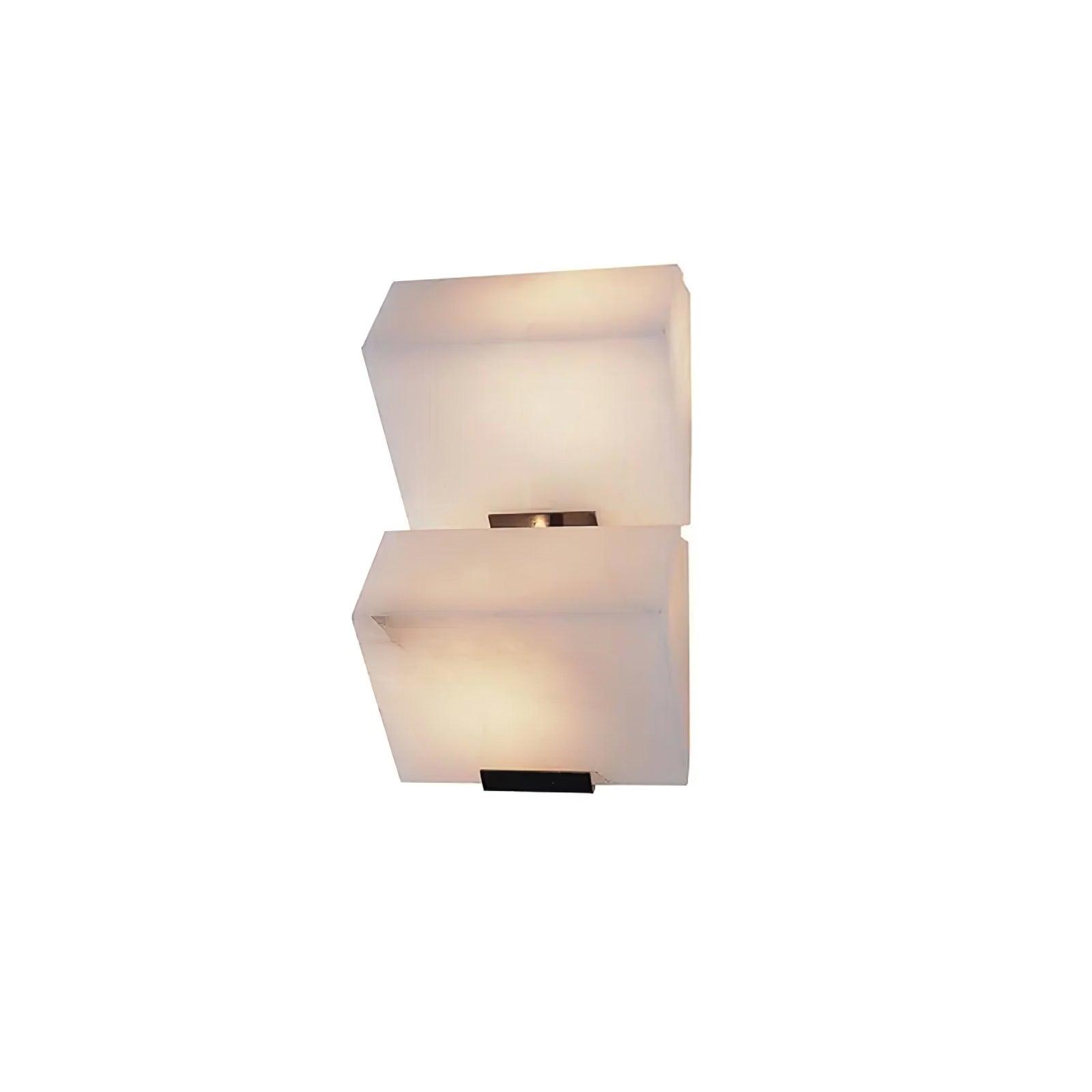 Alabaster Wall Lamp Modern with Stacked Cube Shades and Integrated LED