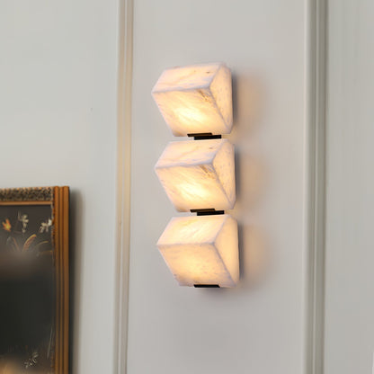 Alabaster Wall Lamp Modern with Stacked Cube Shades and Integrated LED